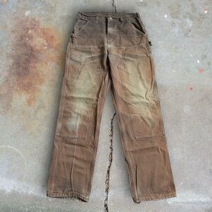 Carhartt Brown Faded Distressed Double Knee Carpenter Pants 30x34 B136-DKB Vtg